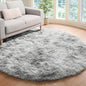 ONASAR Tie-Dyed Light Grey Round Area Rug 4ft, Ultra Soft Bedroom Circle Rugs for Kids Girls Teen Room, Fluffy Plush Shaggy Carpet Floor Mats for Baby Nursery Living Room Playroom Home Decor
