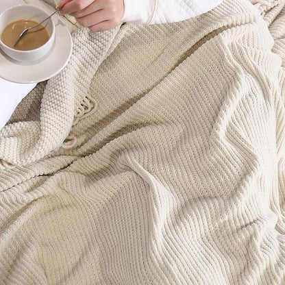 lifein Chenille Throw Blanket 60x80 - Soft Boho Knitted Blanket for Couch Cozy Farmhouse Decor Bed Throw, Lightweight All Season White/Cream Blanket, Decorative for Living Room Bedroom Spring Decor
