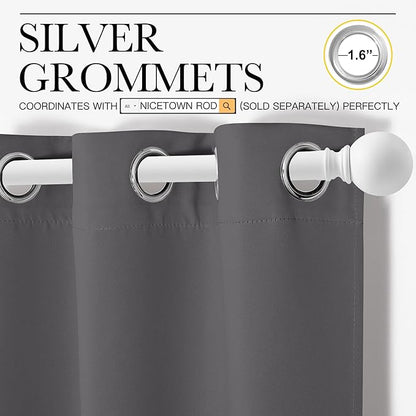NICETOWN Thermal Insulated Blackout Curtains - Grommet Top Window Treatment Drapes for Hall (2 Panels, W42 x L95 inches, Grey)