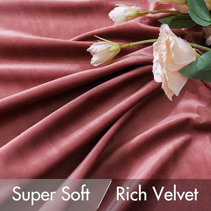 MIULEE Velvet Curtains 96 inches 2 Panels - Luxury Blackout Curtains for Bedroom Living Room Thermal Insulated Super Soft Window Drapes Rod Pocket & Back Tab, Dusty Rose Pink, W52 x L96 inches