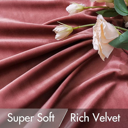 MIULEE Velvet Curtains 90 inches 2 Panels - Luxury Blackout Curtains for Bedroom Living Room Thermal Insulated Super Soft Window Drapes Rod Pocket & Back Tab, Dusty Rose Pink, W52 x L90 inch
