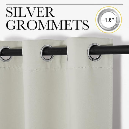 NICETOWN Thermal Insulated Grommet Room Darkening Curtains/Draperies/Panels for Bedroom (Bone White, 2 Panels, W42 x L63 inches)