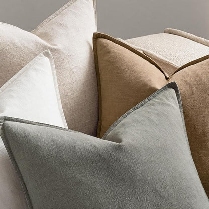 MIULEE Neutral Linen Pillow Covers Pack of 4 Decorative Natural Solid Throw Pillow Covers Soft Accent Boho Farmhouse Couch Pillowcases Modern Spring Home Decors for Living Room Bed Sofa 20x20 Inch