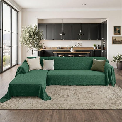 HOMERILLA Christmas Couch Covers,Sectional Couch Covers L Shaped Sofa Cover Blanket 2 Pieces L Shape Sofa Decoration Protector for Pets Dogs(Vintage Green, X-Large)