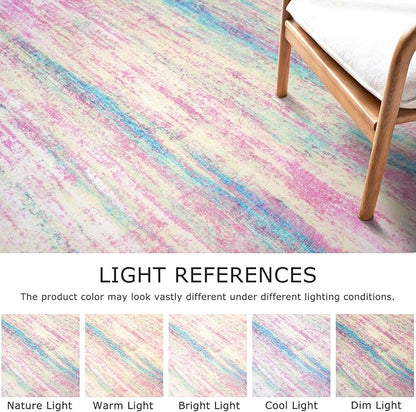 KOZYFLY Modern Abstract Small Area Rugs 2x3, Washable Indoor Front Door Mat Non-Slip Soft Small Bathroom Rug, Entryway Rugs Abstract Print Faux Wool Doormat Kitchen Mats, Multi Pink