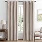 MIULEE 100% Blackout Linen Curtains for Bedroom, Khaki Solid Luxury Decor Thermal Insulation Room Darkening Drapes for Living Room Nursery Back Tab Rod Pocket 42 x 63 Inches, 2 Panels