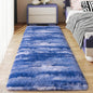 Soft Runner Rugs for Bedroom Hallways, 2x6 Abstract Blue White Fluffy Shag Throw Area Rug Non Slip for Bedside Dorm, Long Shaggy Furry Carpet for Nursery Living Room