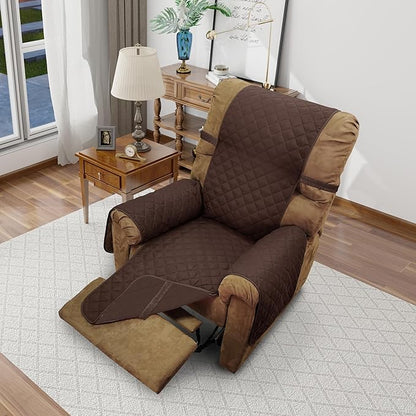 Recliner Chair Covers Reversible Sofa Cover Couch Cover for Pets Lazy Boy Furniture Protector(28''Recliner,Chocolate/Chocolate)