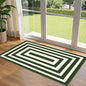Front Door Mat Indoor Entrance - 2x4.3 Ft Modern Washable Spring Outdoor Door Mat for Layering Porch Rug Non-Slip Green White Geometric Runner Rug for Kitchen Bedroom Laundry Room Porch Decor