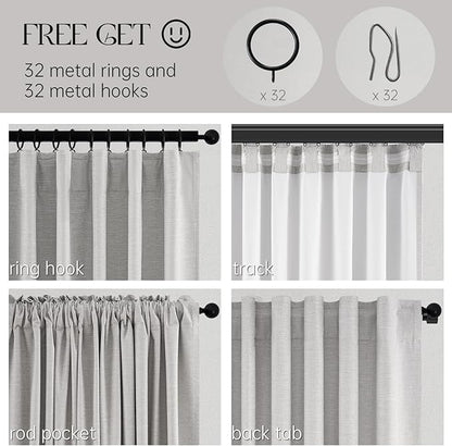 Topfinel 54 Inch Long Blackout Tiers Curtains for Small Window Modern Custom Short Curtain Drapes for Livingroom Bedroom Thermal Insulated Linen Cafe Drapes 2 Panels (W52 xL54) Grey Beige