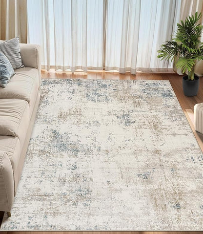Area Rugs 10x12 Living Room - Washable Rug Modern Abstract Soft Large Neutral Non-Slip Carpet Indoor Floor Thin Carpets for Bedroom Dining Room Farmhouse Nursery Home Office Multi