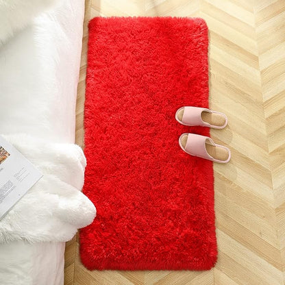 Chicrug Soft Area Rugs for Bedroom Living Room Plush Fluffy Rug 2x4 Feet, Shag Furry Area Rug Carpet Non Shedding for Nursery Children Kids Girls Room Home Decorative, Red