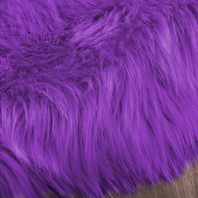 Latepis Purple Round Rug 3ft Circle Rugs for Bedroom Fluffy Rugs for Living Room Machine Washable Area Faux Fur Plush Rug Room Decor