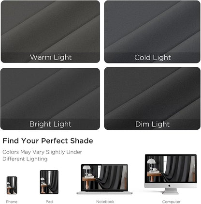 CUCRAF Dark Grey Blackout Curtains 84 inch Length 2 Panels Set, Rod Pocket Room Darkening Drapes for Bedroom Living Room, Insulated Thermal Light Blocking Window Curtain (W52 x L84 Inch)