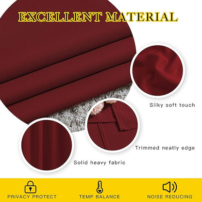 NICETOWN Burgundy Red 102 inch Curtains for Bedroom, Grommet Blackout Curtains Thermal Window Treatments for Christmas/Thanksgiving Day, W66 x L102, 2 Panels