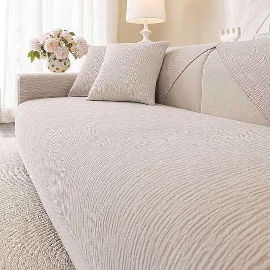Soft Waterproof Chenille Cover Washable, Non Slip Sectional Sofa Covers for 3 Cushion Couch Sofa L Sharped Sofa Slipcover for Pets, Furniture Protector (1 PCS 36"x70" Coffee)