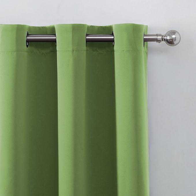 LEMOMO Light Green Thermal Blackout Curtains/38 x 84 Inch/Set of 2 Panels Room Darkening Curtains for Bedroom