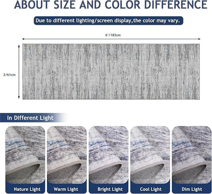 Washable Runners for Hallway 2x6 Runner Rug,Ultra-Thin Kitchen Runner Rugs,Non-Slip Backing Entryway Rug Runner,Abstract Carpet for Hallways,Bedroom,Dining,Laundry Room