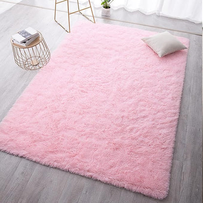 TWINNIS Super Soft Shaggy Rugs Fluffy Carpets, 5x8 Feet, Indoor Modern Plush Area Rugs for Living Room Bedroom Kids Room Nursery Home Decor, Upgrade Anti-Skid Rectangular Fuzzy Rug, Pink
