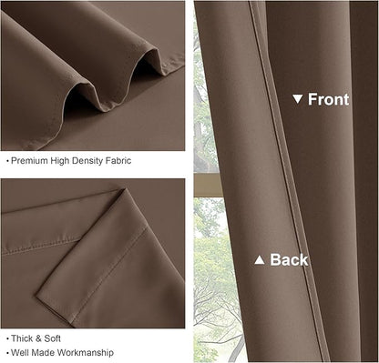 PONY DANCE Small Blackout Curtains for Kitchen Windows, Short Drapes for Bathroom, Thermal Insulated Window Curtains Tiers for Basement, W 29 x L 36, Mocha, 1 Pair