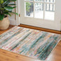 KOZYFLY Modern Abstract Small Area Rugs, 2x3 Washable Kitchen Rug Non-Slip Soft Small Bathroom Rug, Green Striped Entryway Rugs Abstract Print Faux Wool Doormat for Bedside Entrance Bedroom Sink