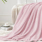 BEDELITE Fleece Blanket Twin Size – 3D Ribbed Jacquard Soft and Warm Decorative Fuzzy Blankets – Cozy, Fluffy, Plush Lightweight Throw Blankets for Couch, Bed, Sofa(Cherry Blossom, 60x80 inches)