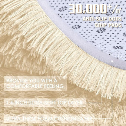 OLANLY 2x3 Machine Washable Small Bedside Rug, Soft Fluffy Shaggy Entryway Throw Rugs for Bedroom, Living Room, Indoor Floor Carpet for Kids Girls and Boys, Nursery Rooms, Home Decor Aesthetic, Cream