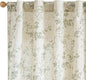 Lazzzy Green Floral Linen Curtains 84 Inch Farmhouse Back Tab Drapes for Living Room Bedroom Light Filtering Vintage Grandmillennial Rod Pocket Curtains, 2 Panels, W38 x L84, Green on Beige