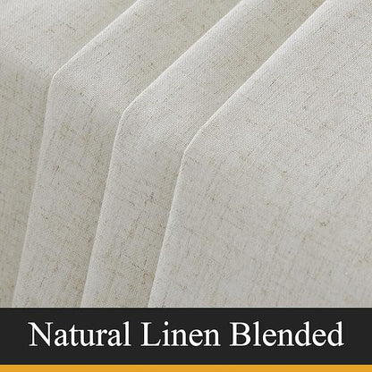 RYB HOME Natural Linen Blended Curtains for Living Room, Blackout Thermal Insulated Window Drapes with White Liner Classy Home Decor for Guest Room Nursery, Natural, W52 x L63 inch, 2 Panels