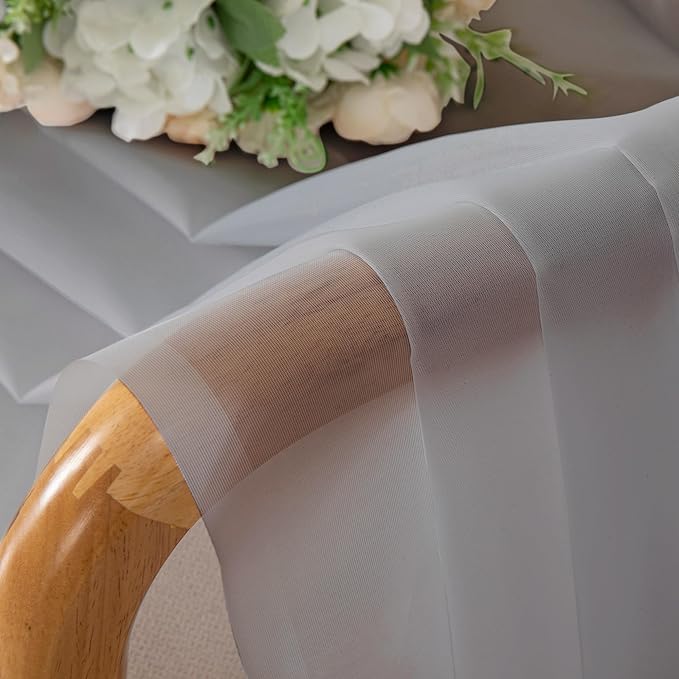 Chyhomenyc Light Grey Sheer Curtains 54 Inch Long 2 Panels, Light Filtering Rod Pocket Voile Short Curtains Drapes for Living Room Bedroom Small Windows, 42Wx54L Inches