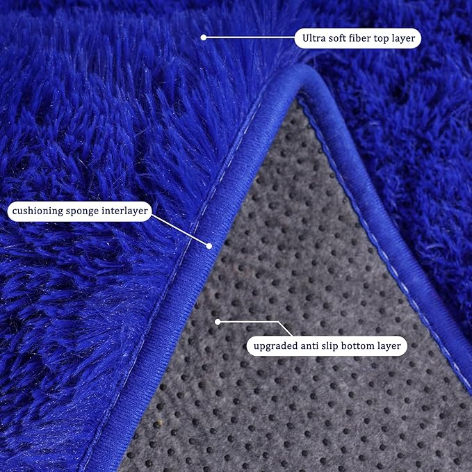 Rugs for Living Room 8x10, Soft Shaggy Modern Shag Area Rug for Bedroom, Upgrade Non-Slip Plush Fluffy Carpet for Kids Boys Girls Room Home Decor Aesthetic, Royal Blue