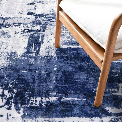 KOZYFLY Modern Abstract Runner Rug 2x6 Navy Blue Runners for Hallways Kitchen Rug Non Slip Washable Carpet Rug Runner Laundry Mat with Soft Low Pile for Entryway Bathroom Bedroom Kitchen