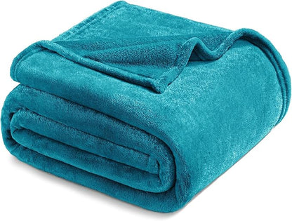 Exclusivo Mezcla Fleece Blankets Queen Size for Bed, Super Soft and Warm, All Season, Cozy, Plush, Lightweight, 90x90 Inches, Teal