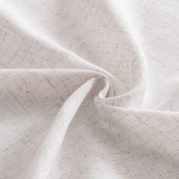 MIULEE White Linen Curtains 90 Inch Long 2 Panels Set for Bedroom Living Room, Soft Thick Linen Textured Window Drapes Semi Sheer Light Filtering Rod Pocket Back Tab Burlap Look Farmhouse Decor
