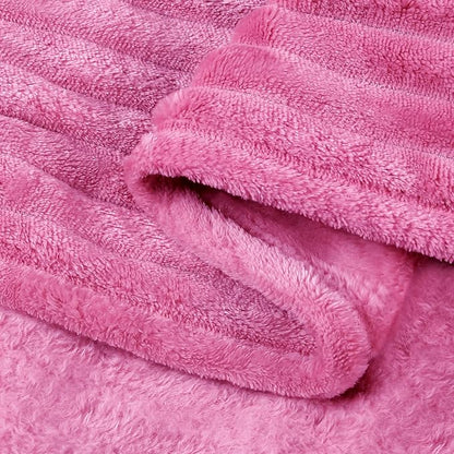 BEDELITE Fleece Throw Blanket for Couch – 3D Ribbed Jacquard Soft and Warm Decorative Fuzzy Blanket – Cozy, Fluffy, Plush Lightweight Hot Pink Throw Blankets for Bed, Sofa, 50x60 inches