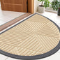 Smiry Half Circle Front Door Mat Outside Entrance, Heavy Duty Sturdy Natural Rubber Doormat, Trap Dirt and Moisture, Low Profile Mats for Indoor Outdoor Entry, Irregular Triangle (35x23, Beige)