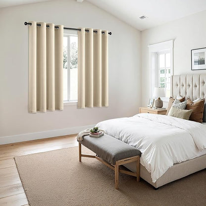 MIULEE Cream Beige Blackout Curtains for Bedroom Living Room 63 Inches Long 2 Panels, Thermal Insulated Room Darkening Drapes Solid Grommet Noise Reduction Light Blocking Window Treatments 50x63 Inch