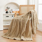 Puncuntex Beige Throw Blanket 60"×80" inches Fuzzy 3D Jacquard Decorative Flannel Fleece Super Soft Plush Cozy Blanket for Couch Sofa Chair Lightweight