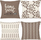 YCOLL Pillow Covers 16x16 Set of 4, Modern Sofa Throw Pillow Cover, Decorative Outdoor Linen Fabric Pillow Case for Couch Bed Car, Khaki