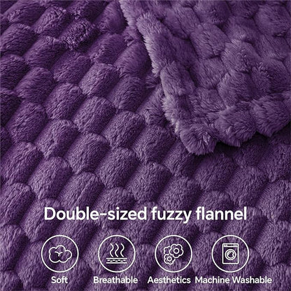 BEDELITE Fleece Throw Blanket for Couch & Bed - 3D Jacquard Decorative Purple Blanket, Super Soft and Cozy Warm Fuzzy Blanket All Seasons Suitable, 50x60Inches