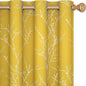 Deconovo Blackout Curtains Yellow, 52 x 84 Inch 2 Panels Set Drapes for Living Room, Modern Silver Tree Print Pattern, Thermal Insulated Soundproof Window Panel for Bedroom Office, Machine Washable