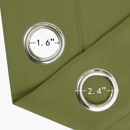 LEMOMO Blackout Curtains 52 x 45 inch/Olive Green Curtains Set of 2 Panels/Thermal Insulated Room Darkening Bedroom Curtains