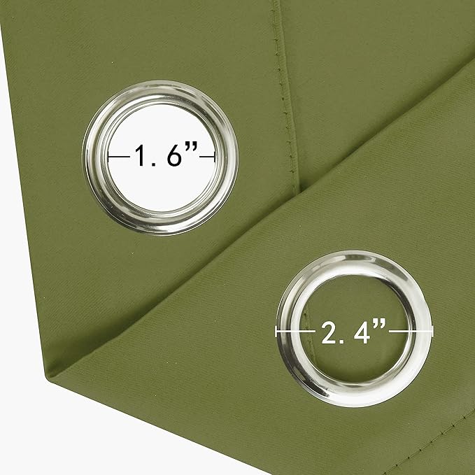 LEMOMO Blackout Curtains 38 x 84 inch/Olive Green Curtains Set of 2 Panels/Thermal Insulated Room Darkening Bedroom Curtains