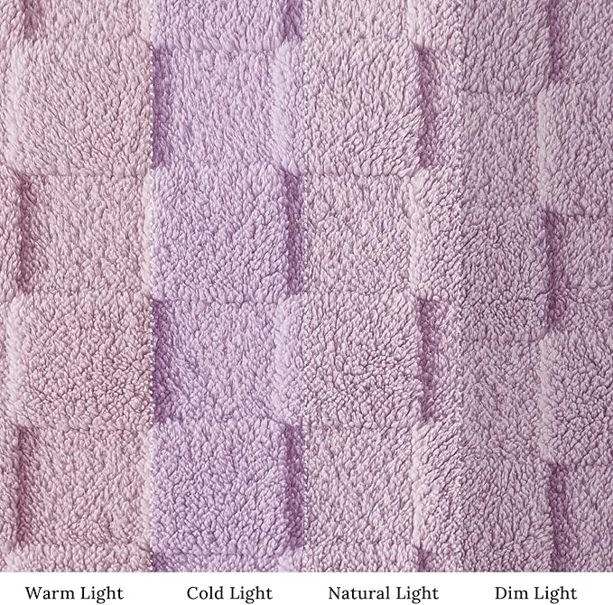 Exclusivo Mezcla Fleece Throw Blanket for Couch,Super Soft and Warm Lightweight Checkered Pattern Blanket for All Seasons, 50x60 Inches, Light Purple