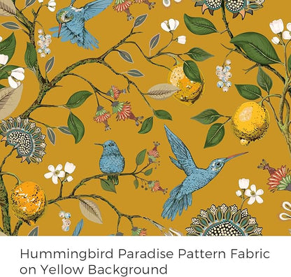 Topfinel 105 Inches Long Mustard Yellow Luxury Curtains for Living Room Bedroom, Blackout Vintage Art Deco Victorian Curtains Floral Lemon Hummingbird Printed Grommet Drape 105 Inch Length