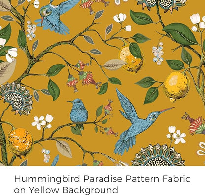 Topfinel 80 Inches Long Custom Mustard Yellow Luxury Curtains for Living Room Bedroom, Blackout Vintage Victorian Curtains Floral Lemon Hummingbird Printed Grommet Drape 80 Inch Length