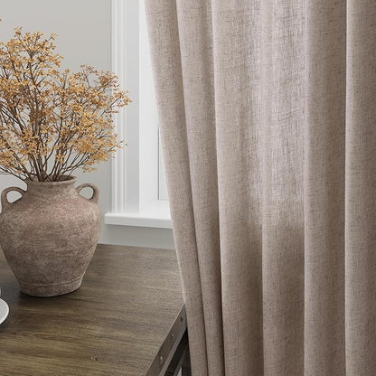 Brownish Grey Linen Curtains for Living Room Extra Long 126 Inches Long Back Tab Light Filtering Semi Sheer Curtain Modern Farmhouse Decor Floor to Ceiling High Window for Bedroom 52x126, 2 Panels