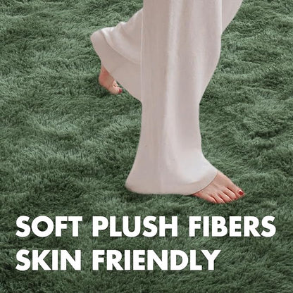 6x9 Ft Large Green Area Rug for Bedroom Living Room, Ultra Soft Fluffy Furry Rugs for Classroom Indoor Floor, Aesthetic Carpet for Kids Home Decor