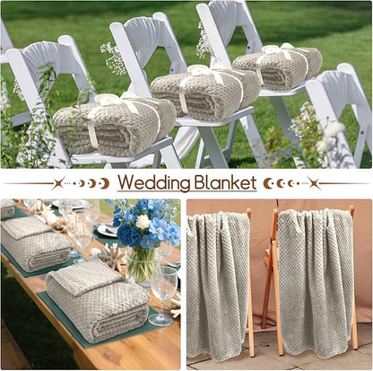 4 Pack Fleece Throw Blankets 50x60 Inches - 270 GSM Ultra Soft Plush Flannel for Bed Couch Sofa, Lightweight Warm 3D Waffle Texture, No Shedding No Pilling All Season Throw (Light Beige)
