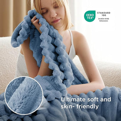 Bedsure GentleSoft Throw Blanket for Couch - Cozy Soft Blankets for Women, Cute Small Throws for Girls, Blue, 50x70 Inches